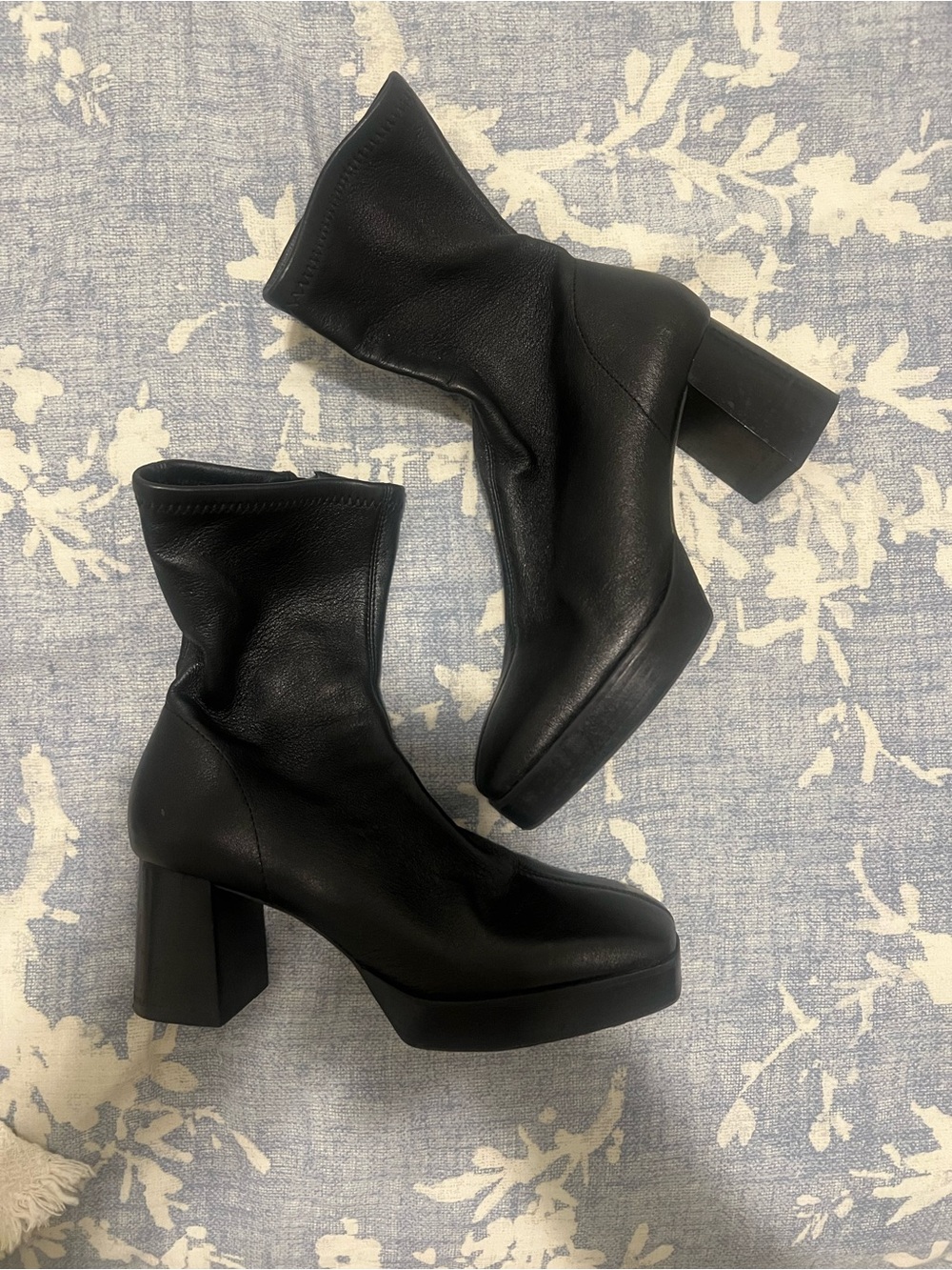 & Other Stories Black Platform Block Heel Ankle Boots